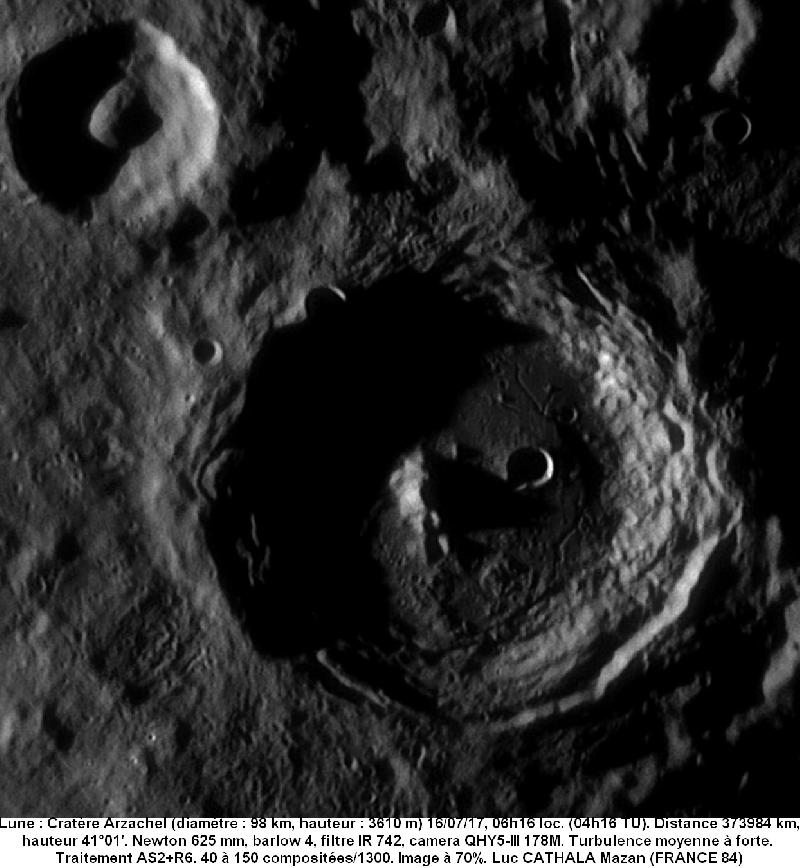 Cratère Arzachel 16/07/17 625mm Barlow 4 IR742 Luc CATHALA Cratère Arzachel 16/07/17 625mm Barlow 4 IR742 Luc CATHALA