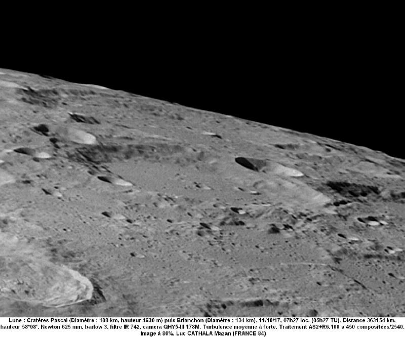 Cratères Pascal et Brianchon 11/10/17 625 mm barlow 3 IR742 Luc CATHALA