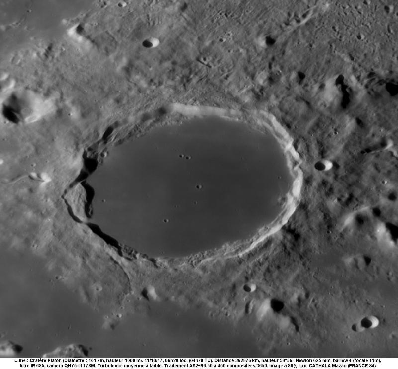 Cratère Platon 11/10/2017 625mm barlow 4 IR685 80% Luc CATHALA Cratère Platon 11/10/2017 625mm barlow 4 IR685 80% Luc CATHALA