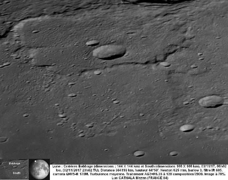 Cratères Babbage et South 021117 625 mm barlow 3 IR685 70% Luc CATHALA