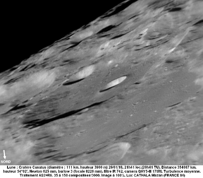 Cratère Casatus 29/01/18 625mm barlow 3 IR742 100% Luc CATHALA Cratère Casatus 29/01/18 625mm barlow 3 IR742 100% Luc CATHALA