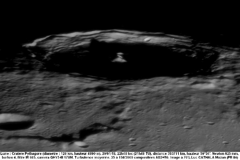 Cratère Pythagore 29/01/18 625mm barlow 4 IR685 70% Luc CATHALA Cratère Pythagore 29/01/18 625mm barlow 4 IR685 70% Luc CATHALA