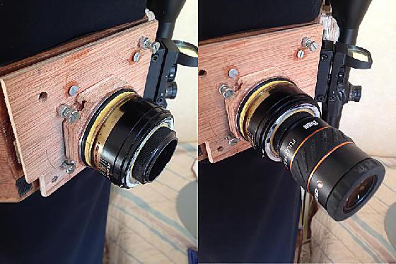 La platine photo + le PO, sans et avec oculaire La platine photo + le PO, sans et avec oculaire