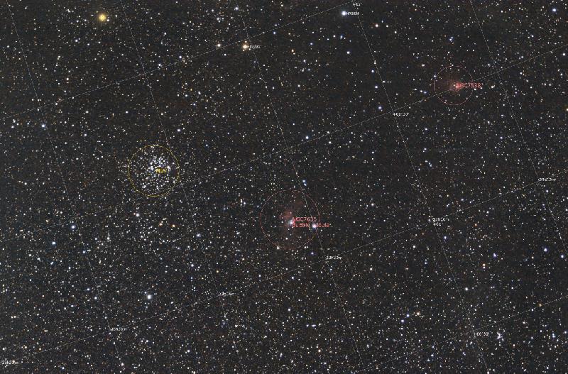 NGC7635, M52 et NGC7538 (annotation) NGC7635, M52 et NGC7538 (annotation)