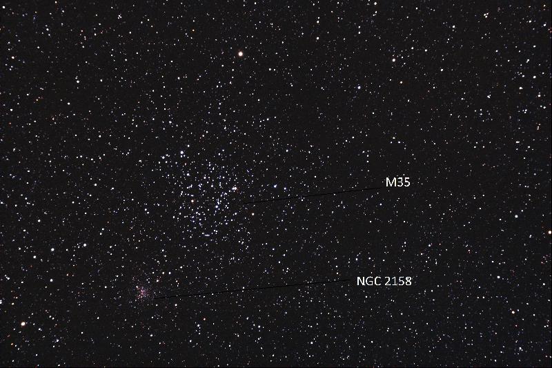 M35 et NGC 2158 annotée