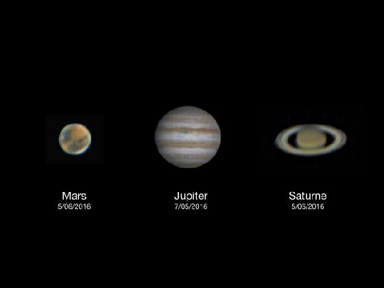 Première planche Mars, Jupiter et Saturne Première planche Mars, Jupiter et Saturne