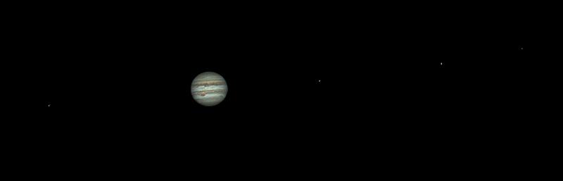 Photo de famille de Jupiter, 09/04/17 (+luminosité)