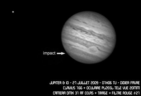 Jupiter, le 27 juillet 2009 à 01h06 TU Jupiter, le 27 juillet 2009 à 01h06 TU