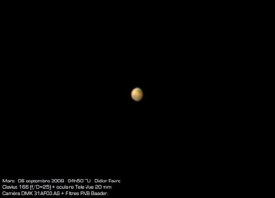 Mars, le 6 septembre 2009 à 04h50 TU Mars, le 6 septembre 2009 à 04h50 TU