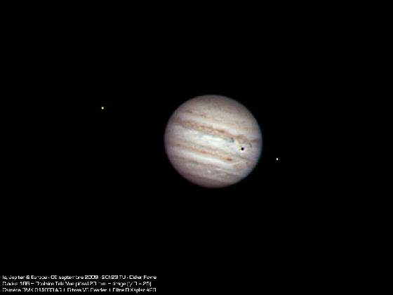 Io, Jupiter & Europe, le 6 sept. 2009 à 20h23 TU Io, Jupiter & Europe, le 6 sept. 2009 à 20h23 TU