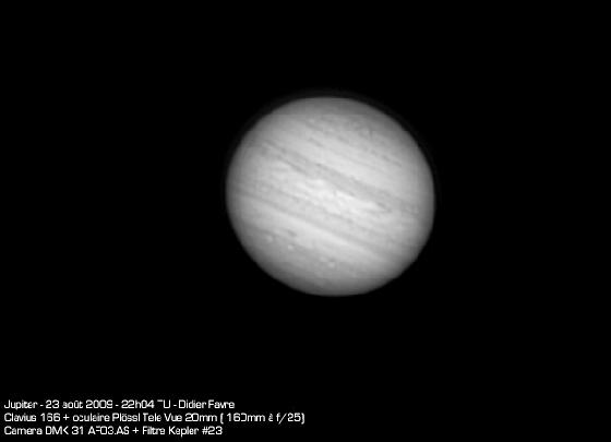 Jupiter, le 23 août 2009 à 22h04 TU taille originale Jupiter, le 23 août 2009 à 22h04 TU taille originale