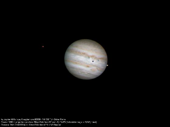Io, Jupiter & Europe, le 6 sept. 2009 à 19h56 TU Io, Jupiter & Europe, le 6 sept. 2009 à 19h56 TU