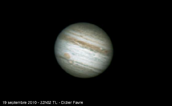 Jupiter, le 19 septembre 2010 à 22h02 TU Jupiter, le 19 septembre 2010 à 22h02 TU