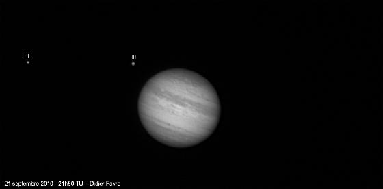 Jupiter, le 21 septembre 2010 à 21h51 TU N&B Jupiter, le 21 septembre 2010 à 21h51 TU N&B