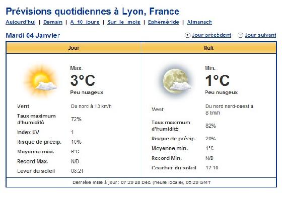 Météo 4 janvier 2010 A Météo 4 janvier 2010 A