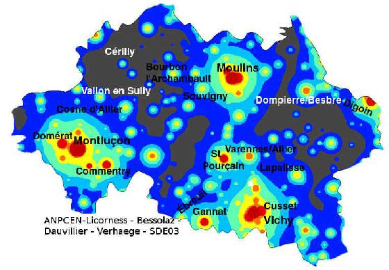 Carte PL de l'Allier avec extinction Carte PL de l'Allier avec extinction