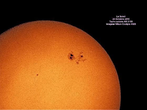 Soleil au Coolpix 4500 le 26 Oct 2014