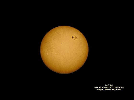 Soleil au Coolpix 4500 le 26 Oct 2014