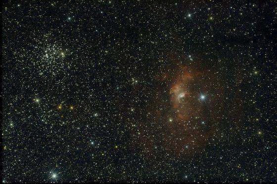  Nebuleuse de la bulle - NGC 7635 + Amas ouvert M 52