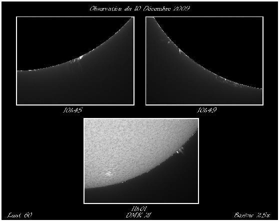 Observation Solaire du 10 Décembre Observation Solaire du 10 Décembre