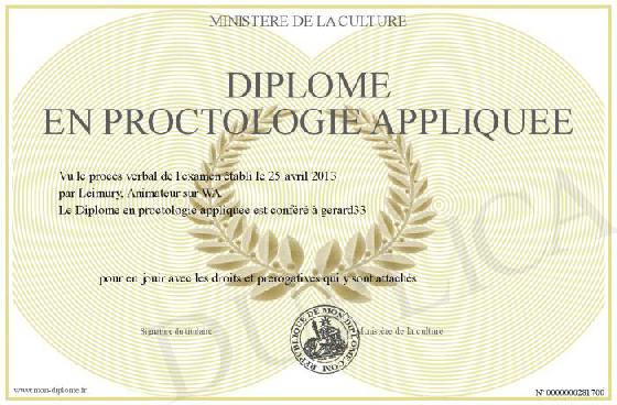 Diplôme à Gérard