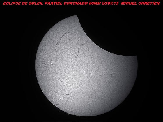 PARTIAL SOLAR ECLIPSE H-ALPHA CORONADO 60MM SOUTH FRANCE WITH CLOUD  