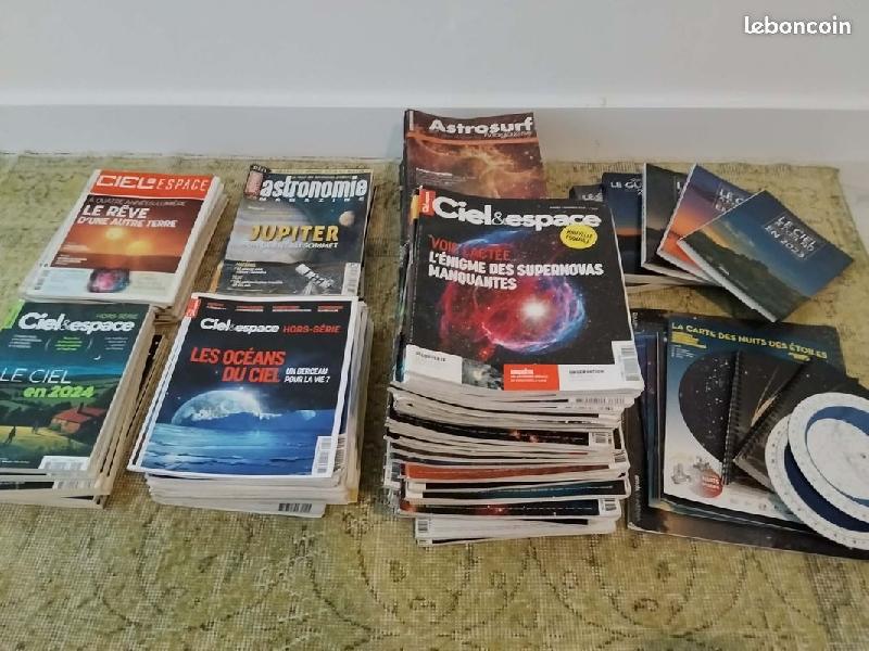 DONNE Nombreux magazines et livres d'astronomie (Ciel & Espace, Astrosurf Magazine, Guides du Ciel, L'astronomie magazine...) Au total il y a près de 100 magazines / livres dont les plus réc