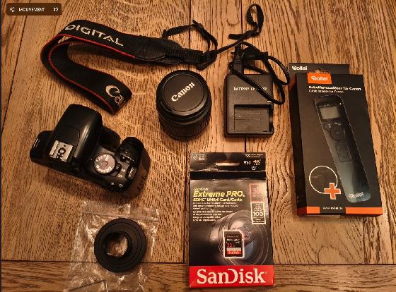 CANON EOS 450 défiltré partiel + EFS 18-55 IS II + Accessoires 