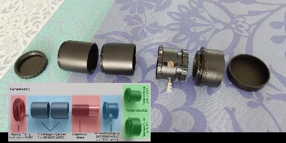 Bagues diverses Baader OPFA-2, Tube allonge 50,8mm, 31,75mm, Adaptateur photo etc.