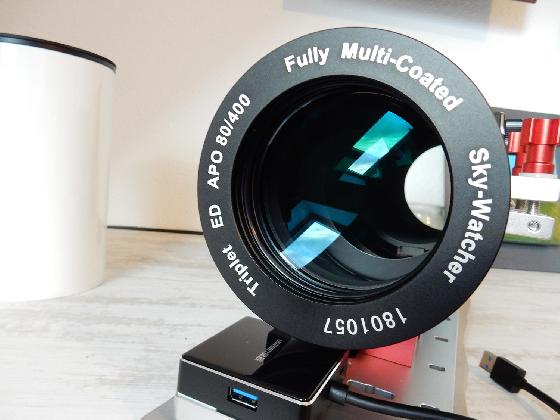 Ensemble lunette SkyWatcher Esprit 80ED Pro Triplet + test interféro + flattener + moteur autofocus + colliers + queue d'aronde + valise