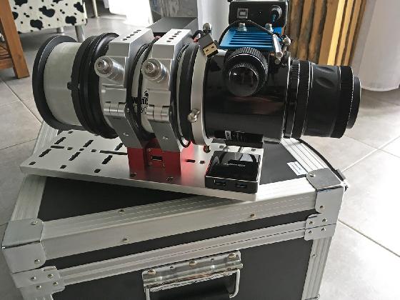 Ensemble lunette SkyWatcher Esprit 80ED Pro Triplet + test interféro + flattener + moteur autofocus + colliers + queue d'aronde + valise