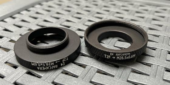 Rafcamera bague M42x0.75 (T2) femelle / M28.5x0.6 (filtres 31,75mm) mâle