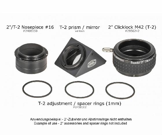Renvoi coudé coplet Baader maxbright filetage T2 2456100 Sitall + Click lock 2956242 + nez coulant 50,8mm 2408150