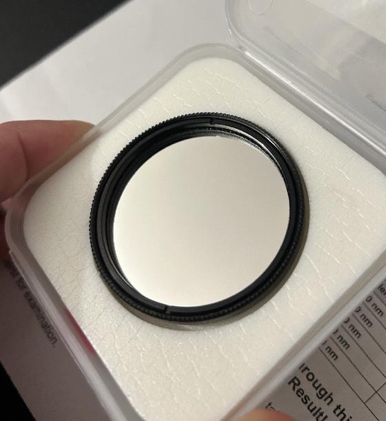 filtre Lumicon OIII Gen 3 50,8mm avec son rapport de test individuel, 