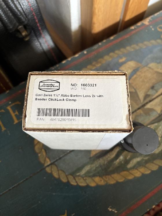 Barlow Carl Zeiss 2x Abbe avec serrage ClickLock Baader