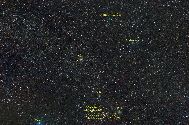 C/2018 Y1 Iwamoto au 23 02 2019 (étoiles) annotée