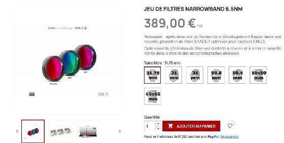 Filtres LRVBSHO Baader spécial CMOS