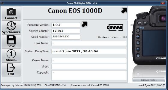Canon Eos 1000D défiltré partiel
