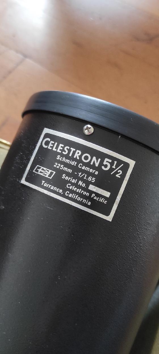 Chambre de schmidt Célestron 5.5" (139/225 F1.65)