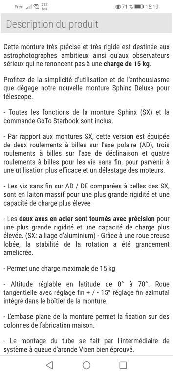 Monture VIXEN SPHINX SXD