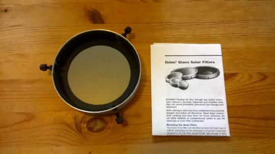 filtre solaire Orion pour diamètre tube 115 mm