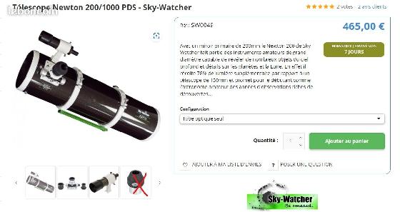 Baisse de prix Tube 200/1000 Skywatcher Black Diamond + HOUSSE + accessoires SANS MONTURE