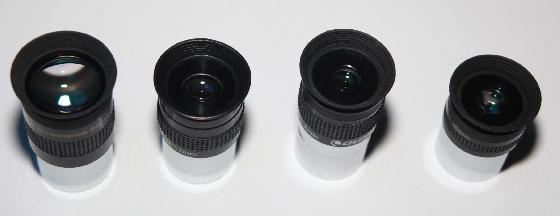 Lot de quatre oculaires 20, 17, 15 et 10 mm