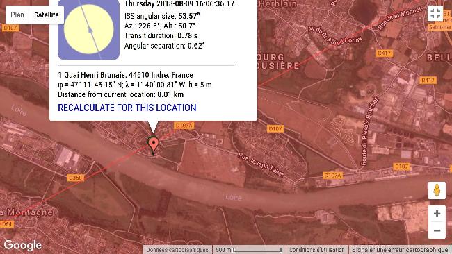 carte du transit ISS sur Nantes