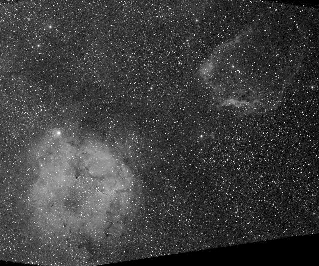IC1848 + SH2-129 Ha Canon 600D Samyang 135 mm f/d 2 10 h