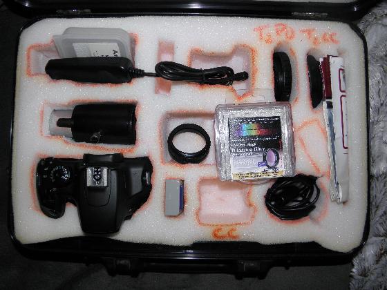 Ensemble CANON 1000D défiltré pour astrophotographie + boite à flats