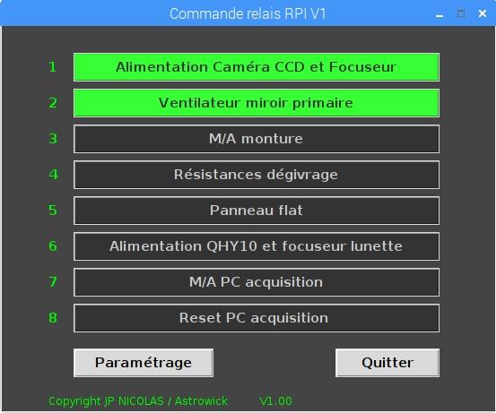 Soft pilotage carte relais avec RPI