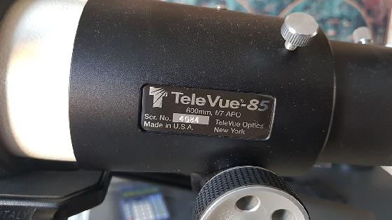 APO TELEVUE 85 IVOIRE + COLLIER SATIN 3" + chercheur