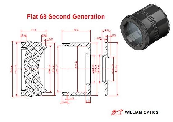 Correcteur (Flattener) William Optics Flat68 type II de haute qualité