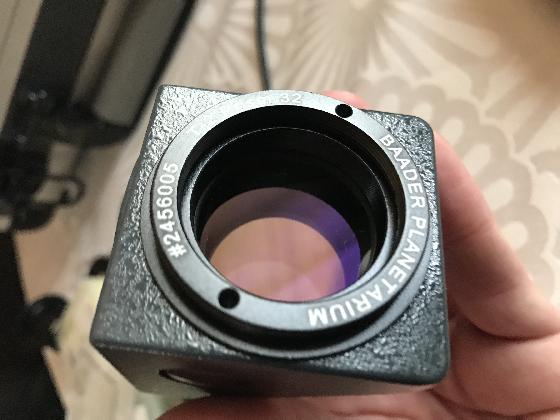 Roue à filtre x5, renvoi coudé Baader et filtre Astronomik/Baader 1.25’’